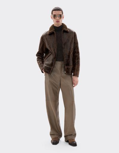 Blouson en peau d'agneau craquelée