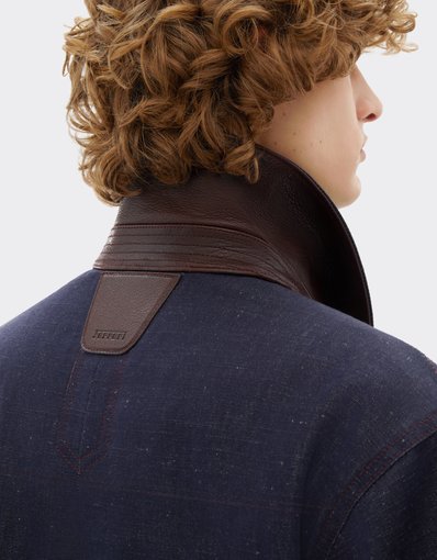 Denim Jacket with Faux Leather Details
