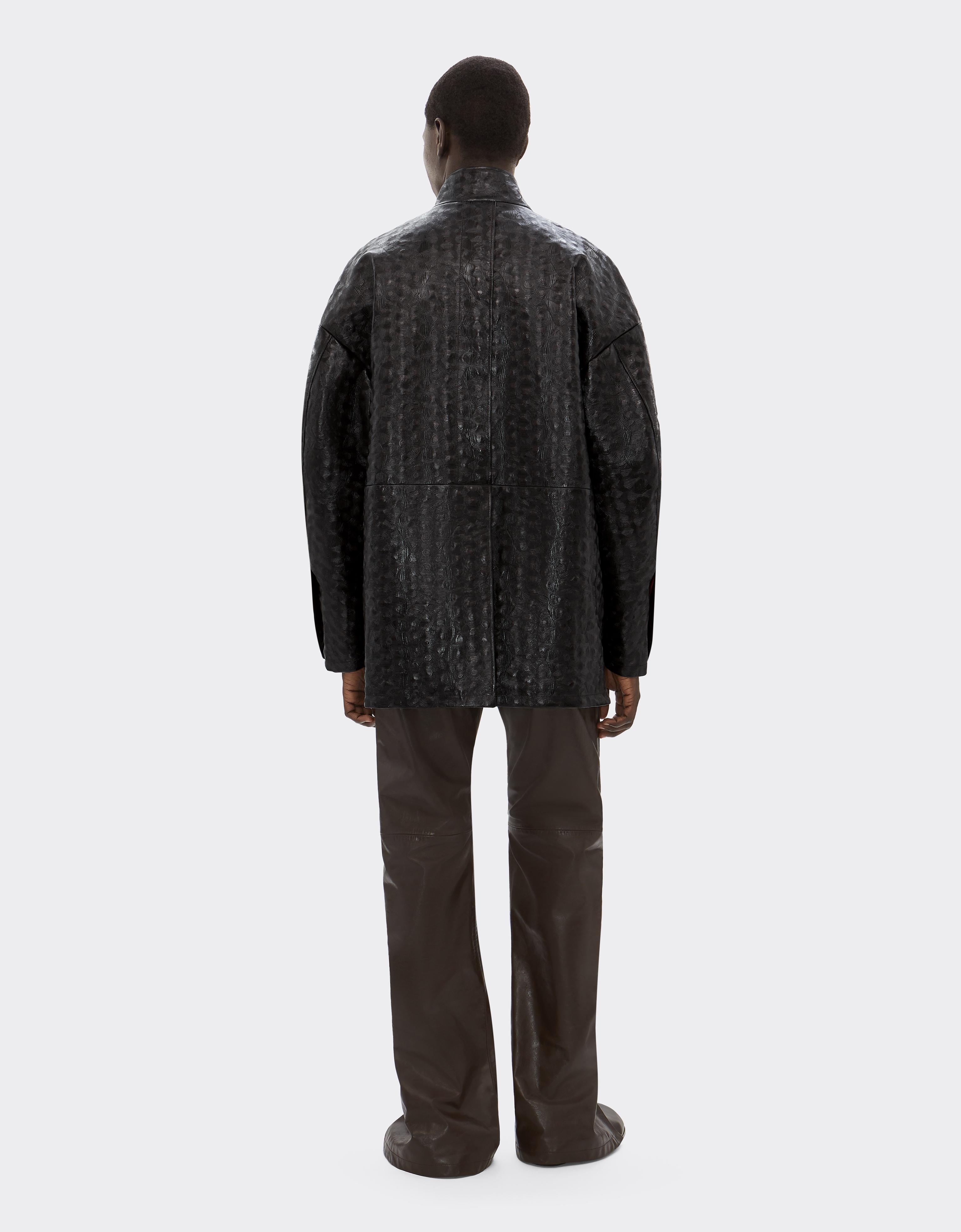 Leather Pea Coat with Turtle Pattern