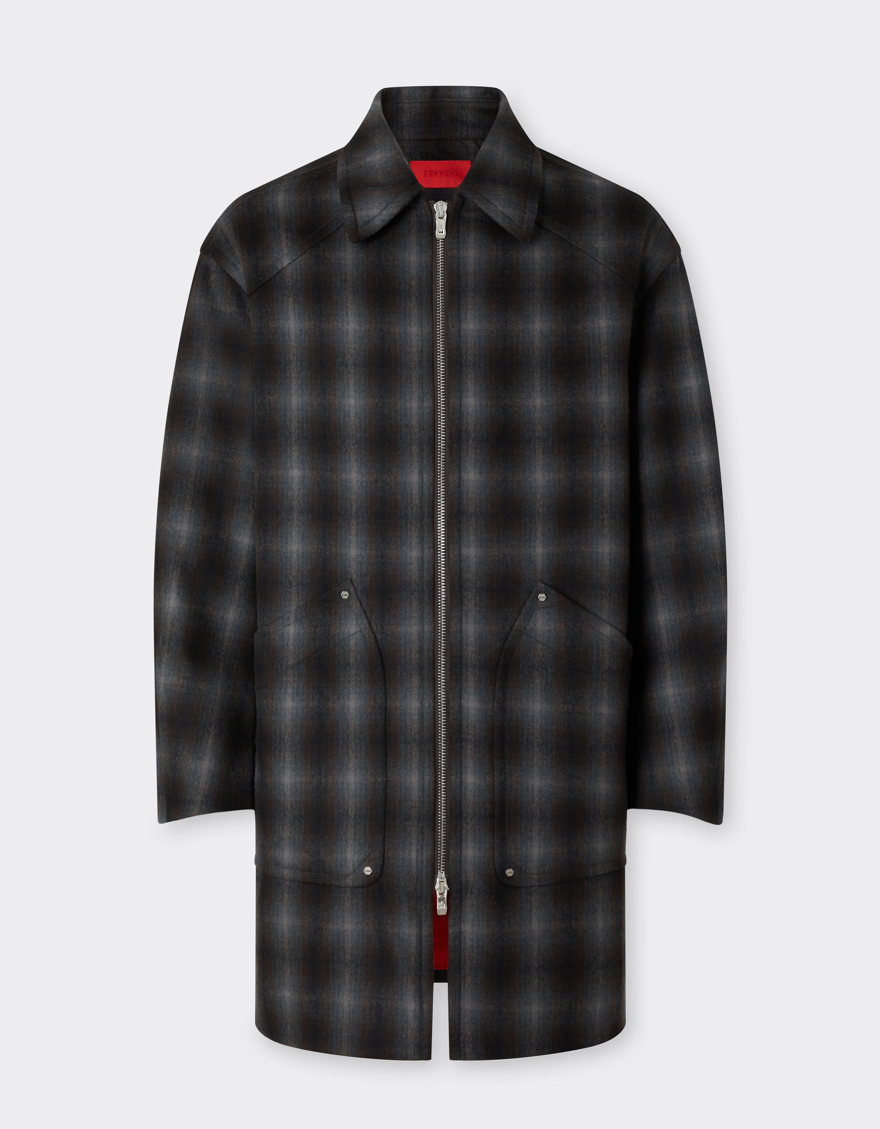 Ferrari Tartan Wool Flannel Pea Coat In Verde Mugello