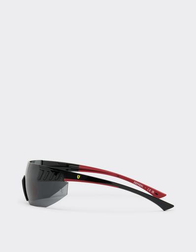 Scuderia Ferrari black goggle-style sunglasses with grey lenses