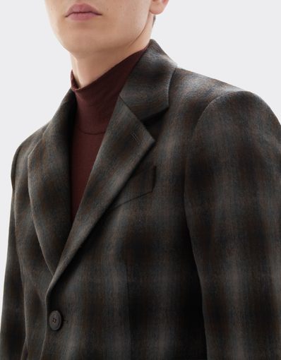 Blazer de franela de lana con estampado tartán