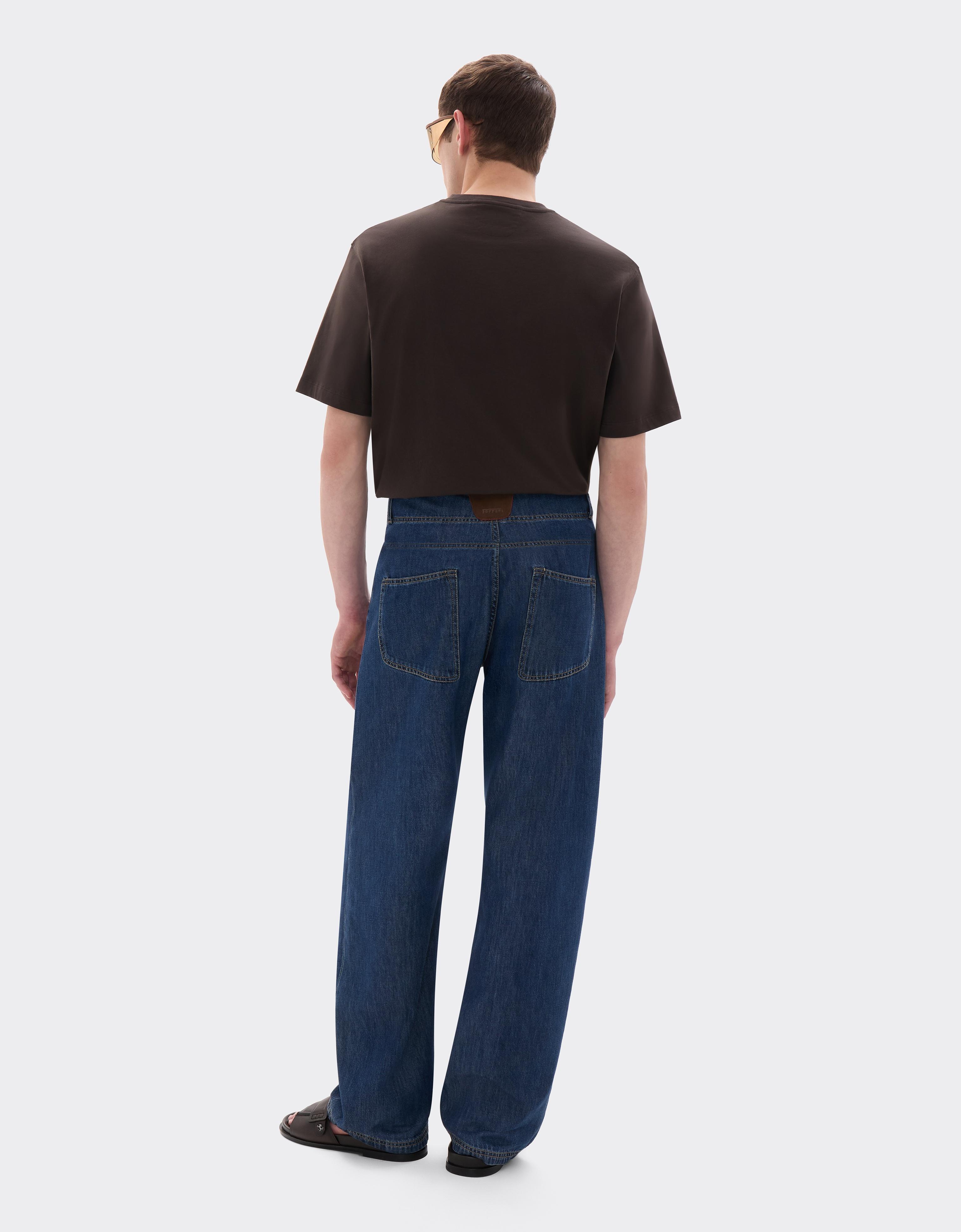 Cotton T-shirt with Embroidered Ferrari Logo