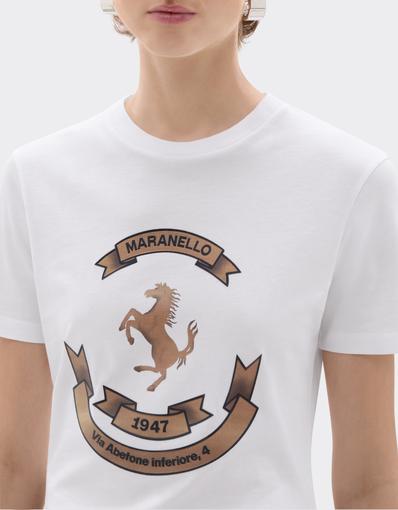 Cotton T-shirt with the Prancing Horse of Maranello