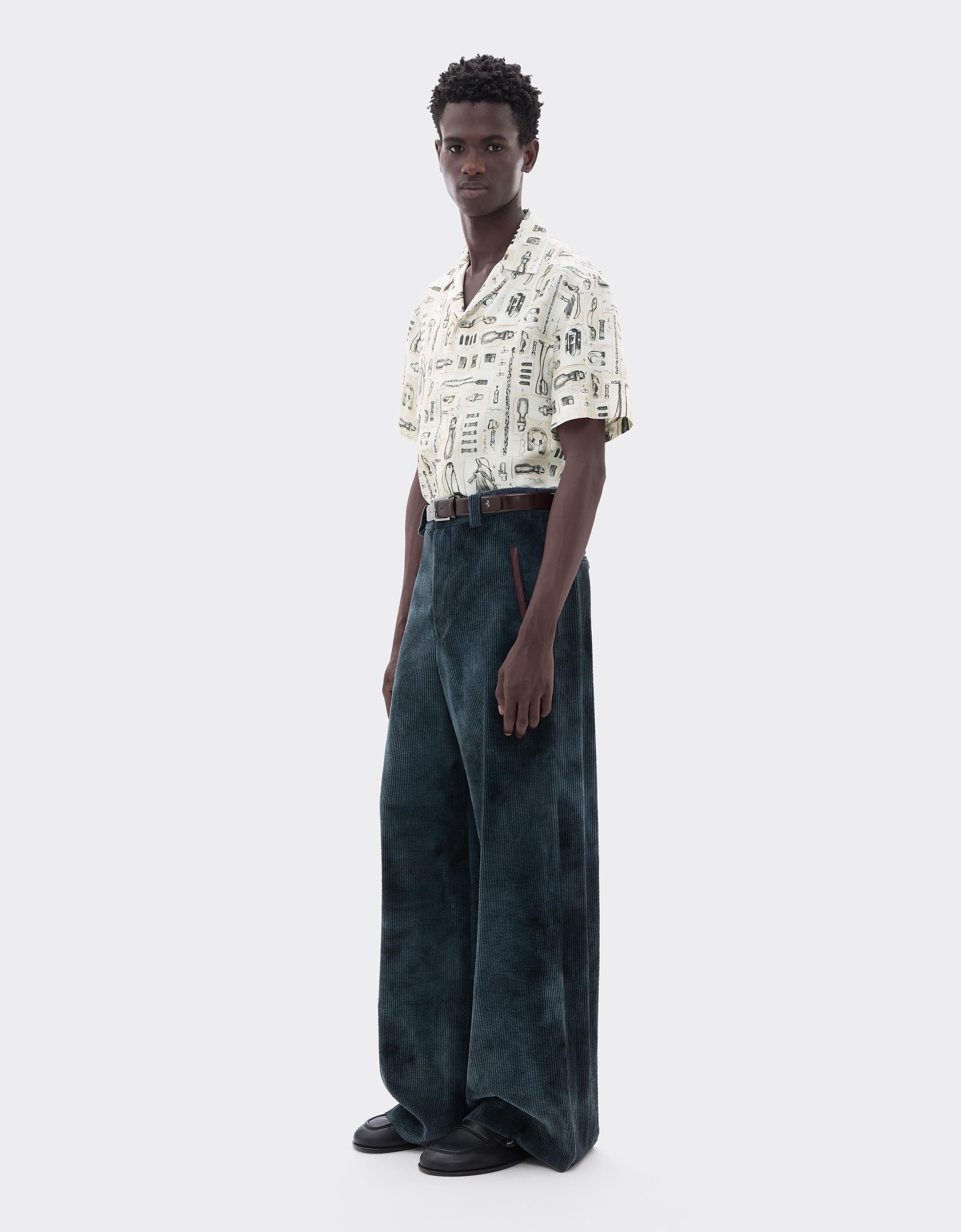 Silk Twill Bowling Shirt with Officina Print