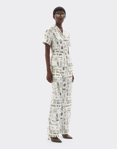 Silk Twill Shirt with Officina Print