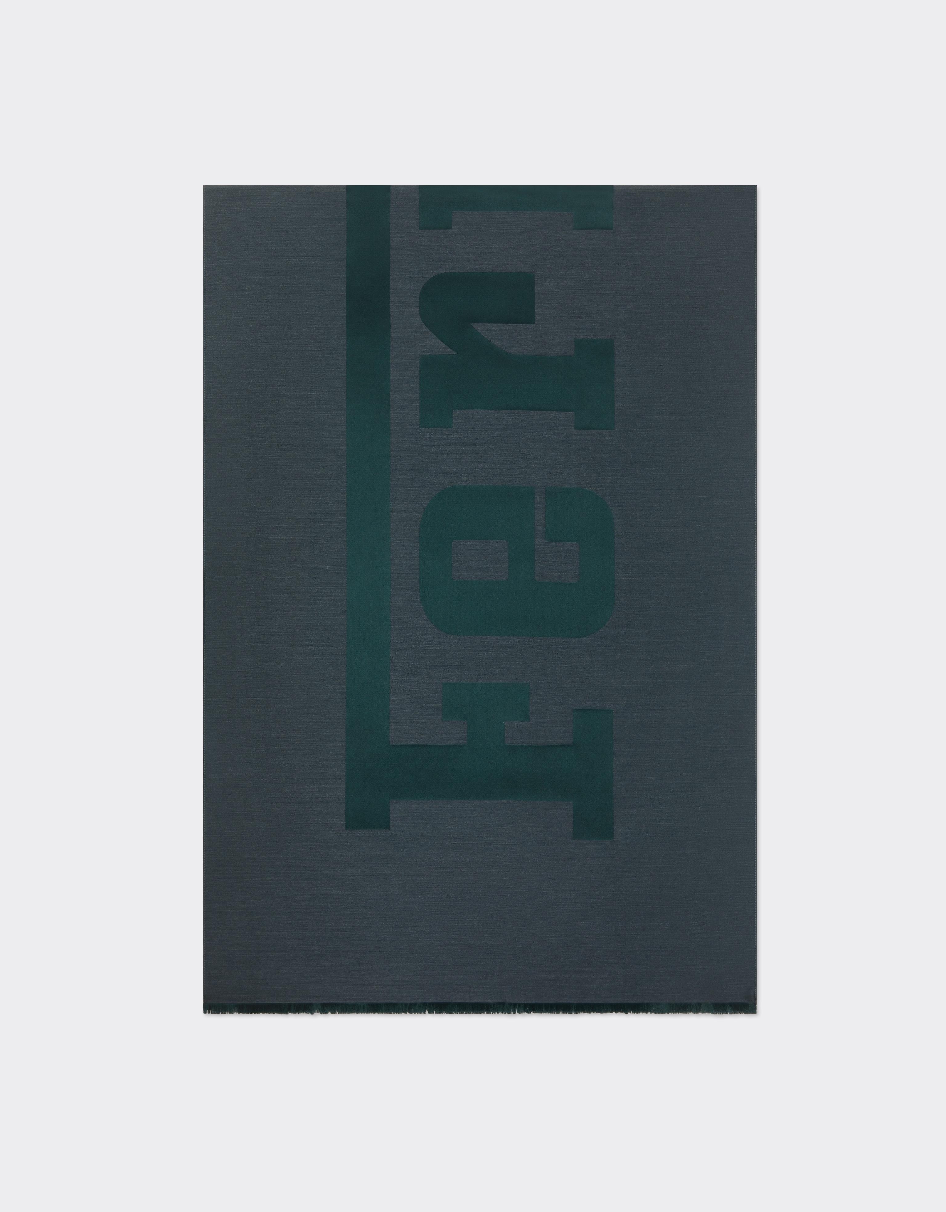 Wool and Silk Scarf with Jacquard Logo