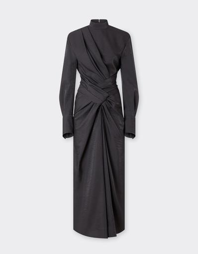 Long Satin Dress with Draping
