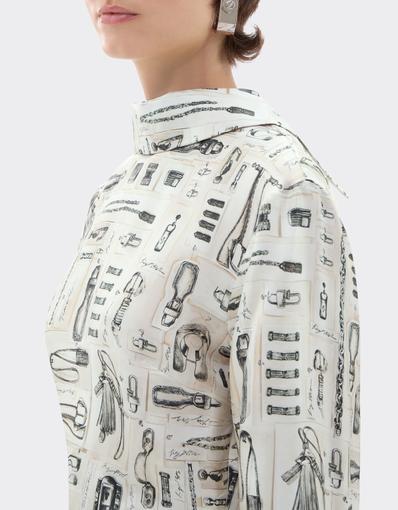 Silk Twill Blouse with Officina Print