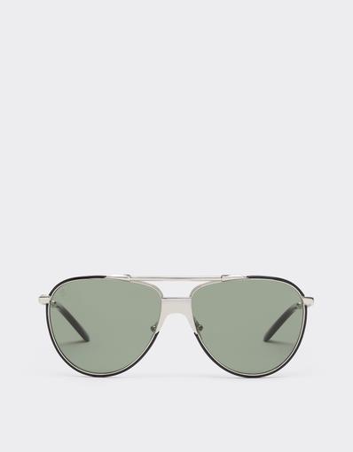 Sunglasses in  polishedsilver-colouredmetal  with dark green lenses