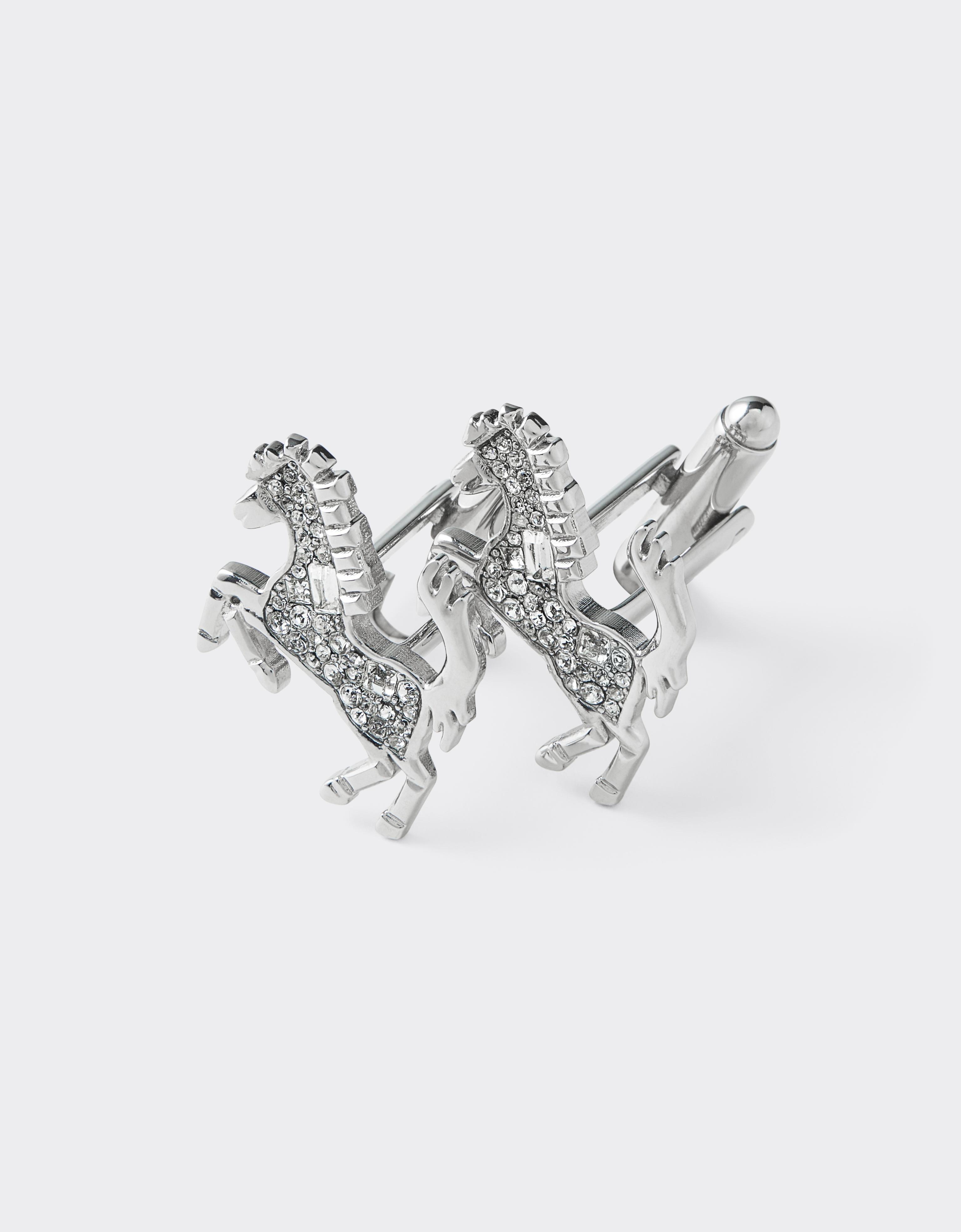 CUFFLINKS PRANCING HORSE METAL + STRASS