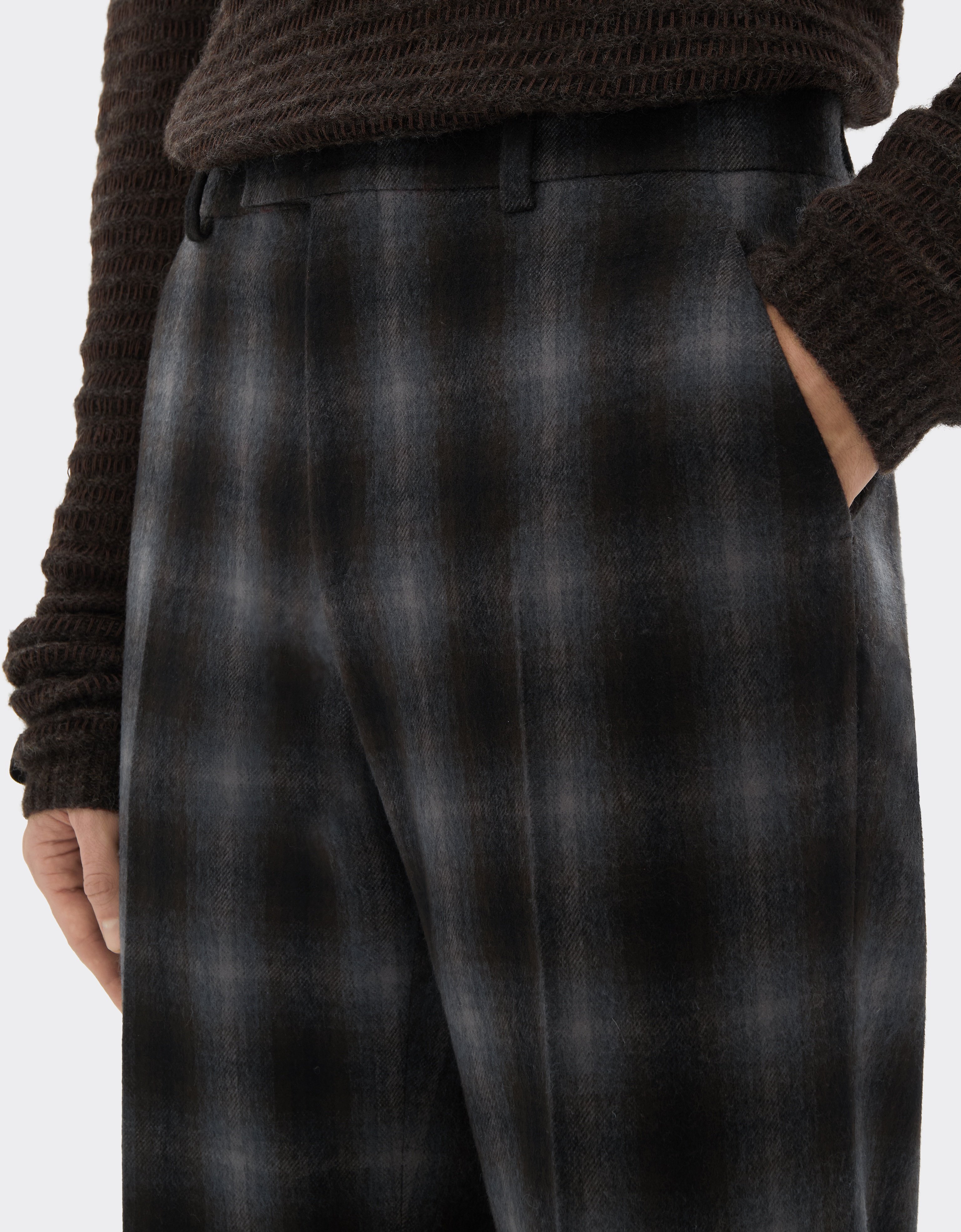 Straight-leg Tartan Wool Flannel Trousers