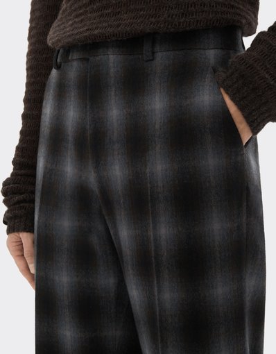 Straight-leg Tartan Wool Flannel Trousers
