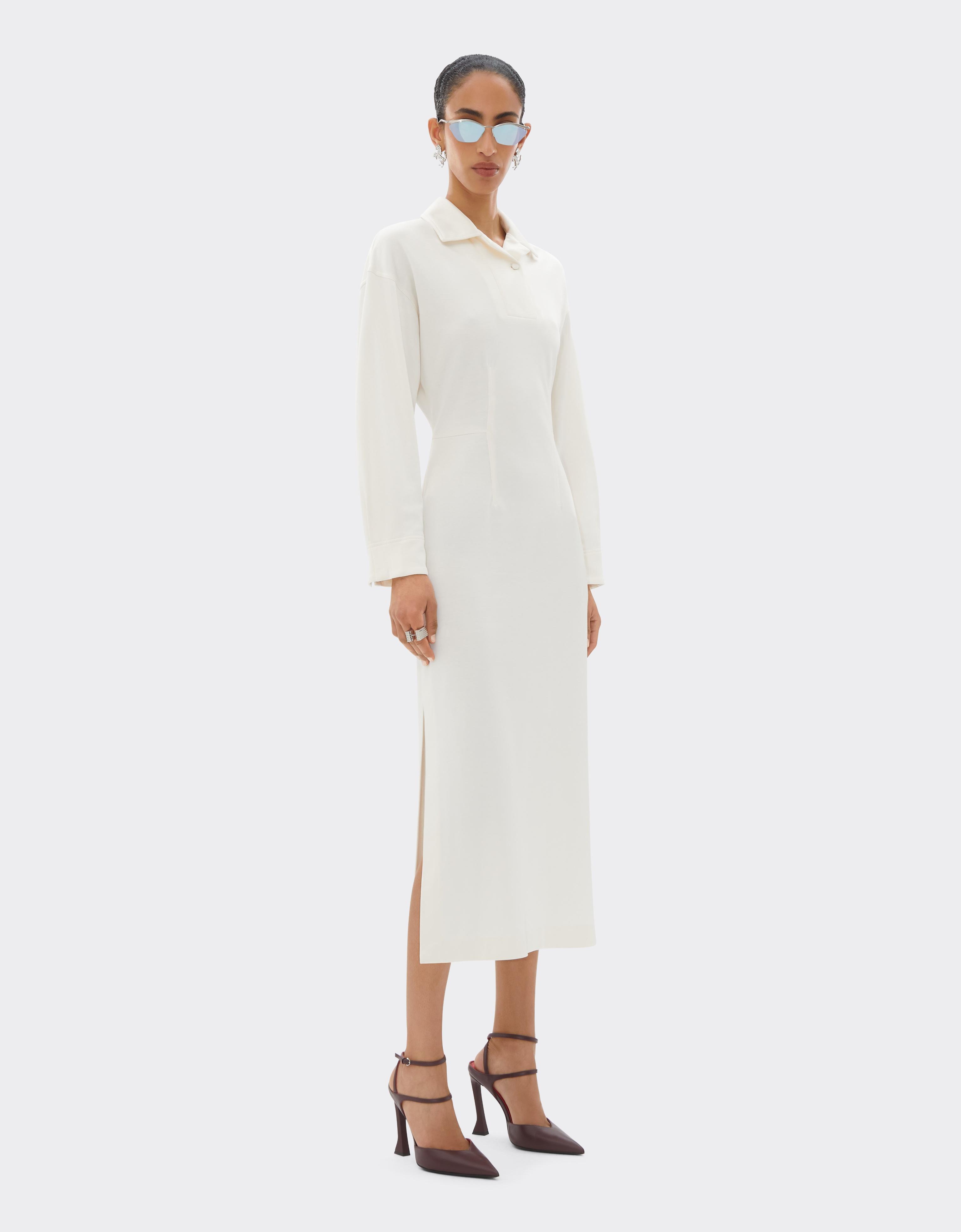 Long-sleeved jersey polo dress