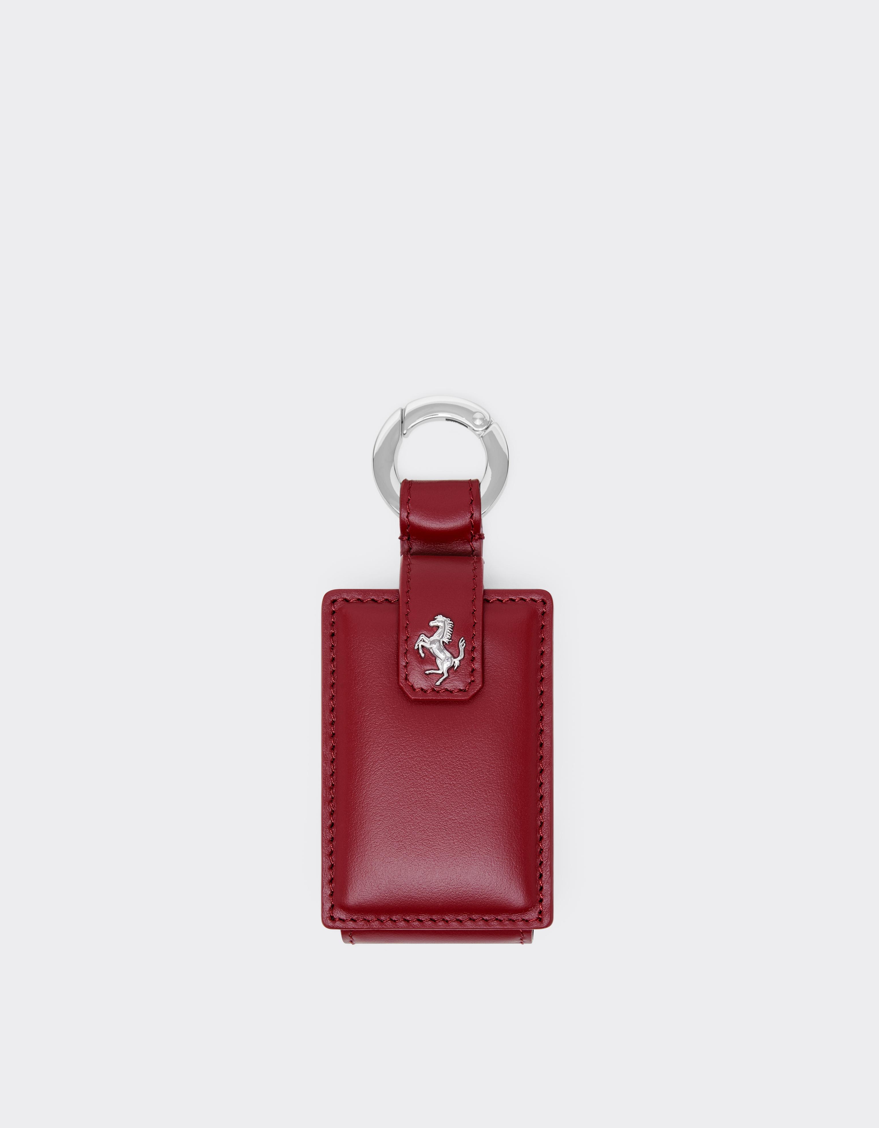 Ferrari Leather Keyring With Prancing Horse Stud In Red