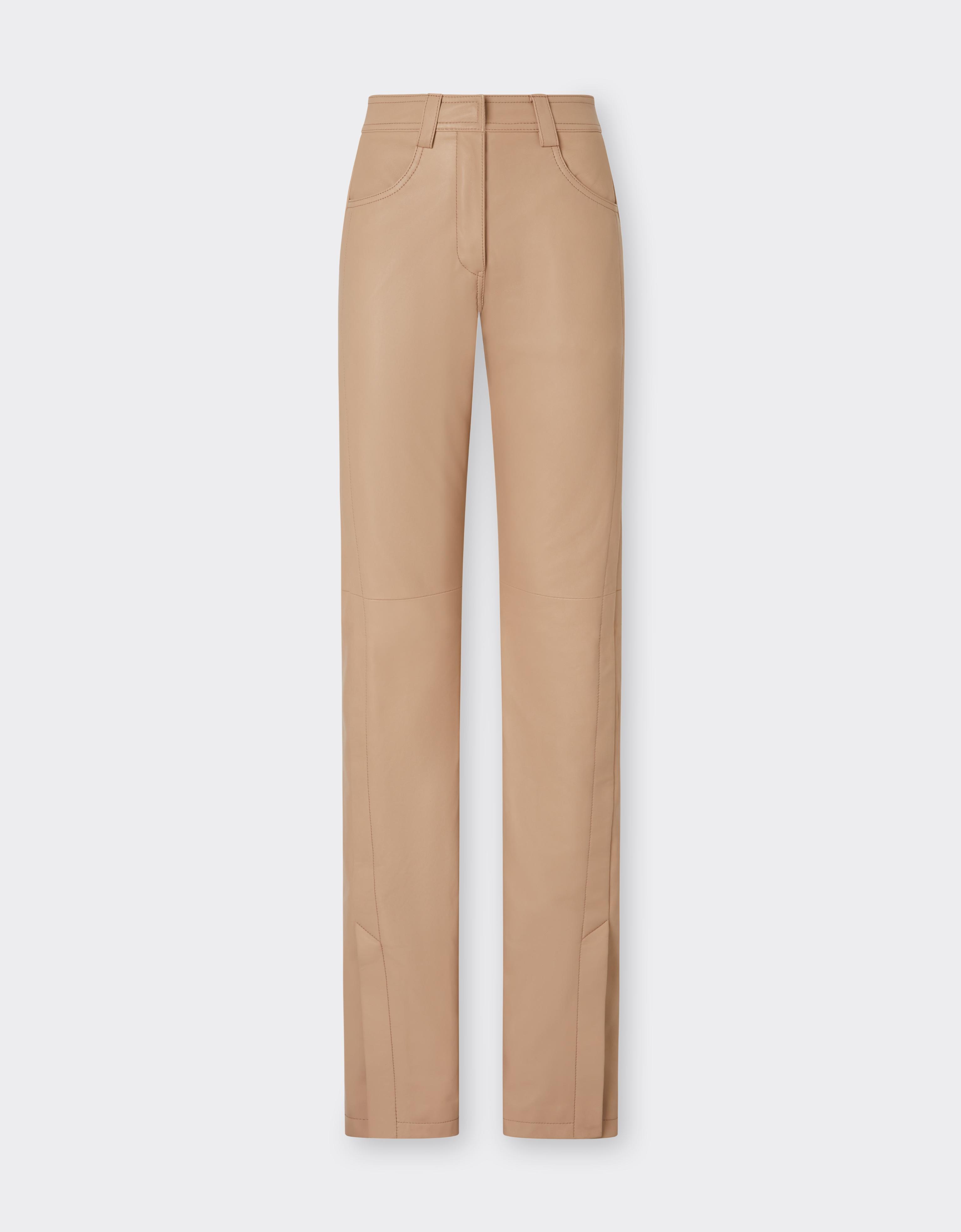 Straight-leg leather trousers