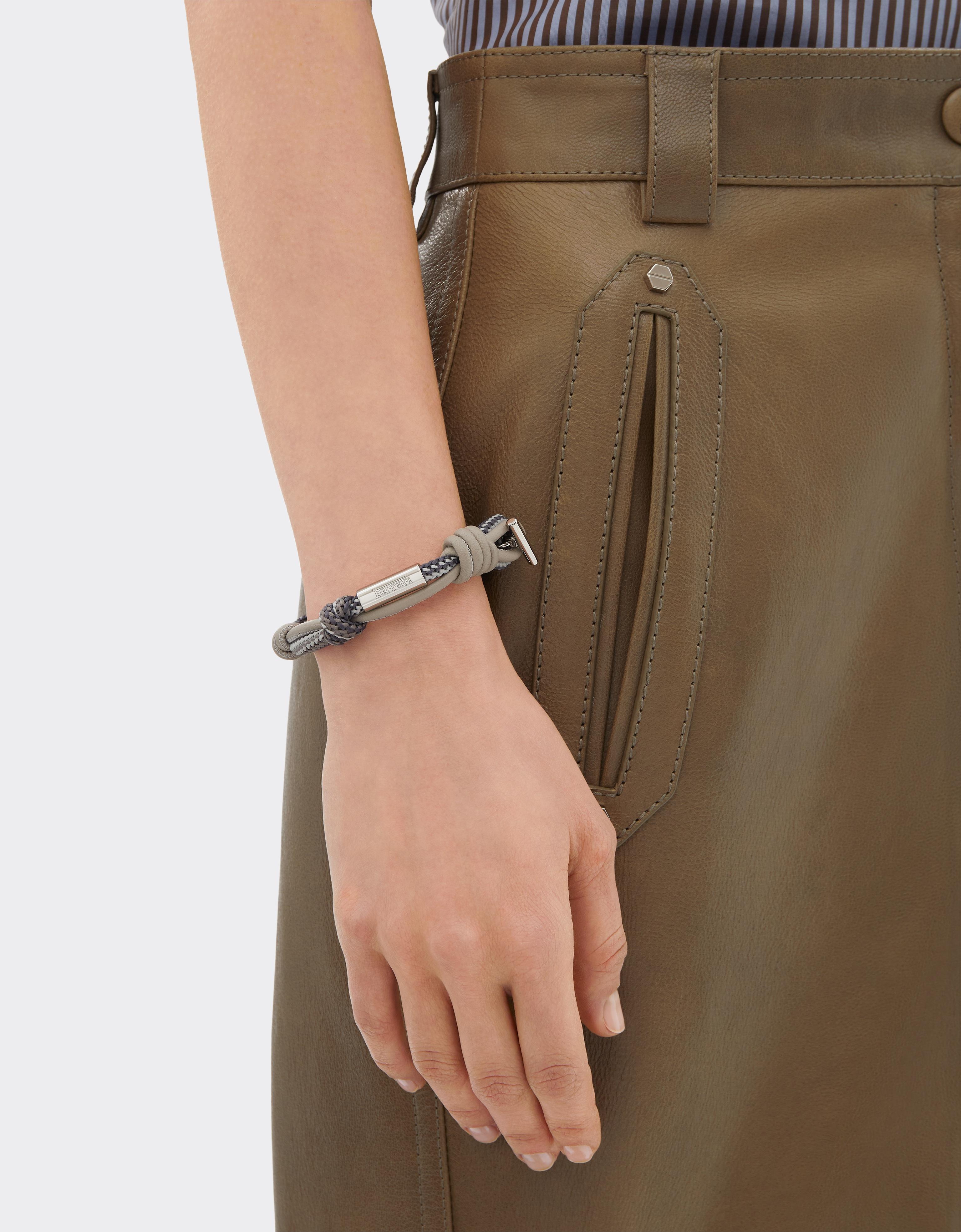 Knotted leather and cord bracelet