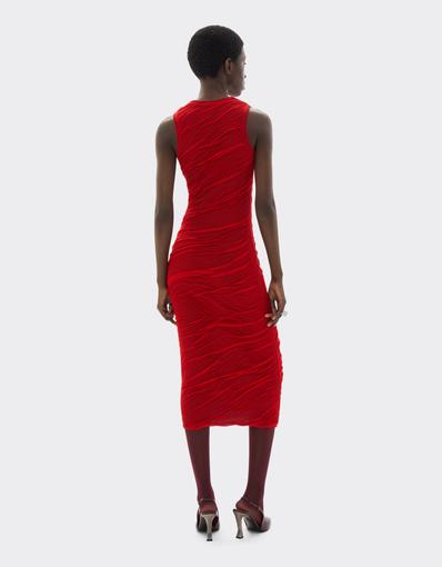Long dress in wool and cotton knit