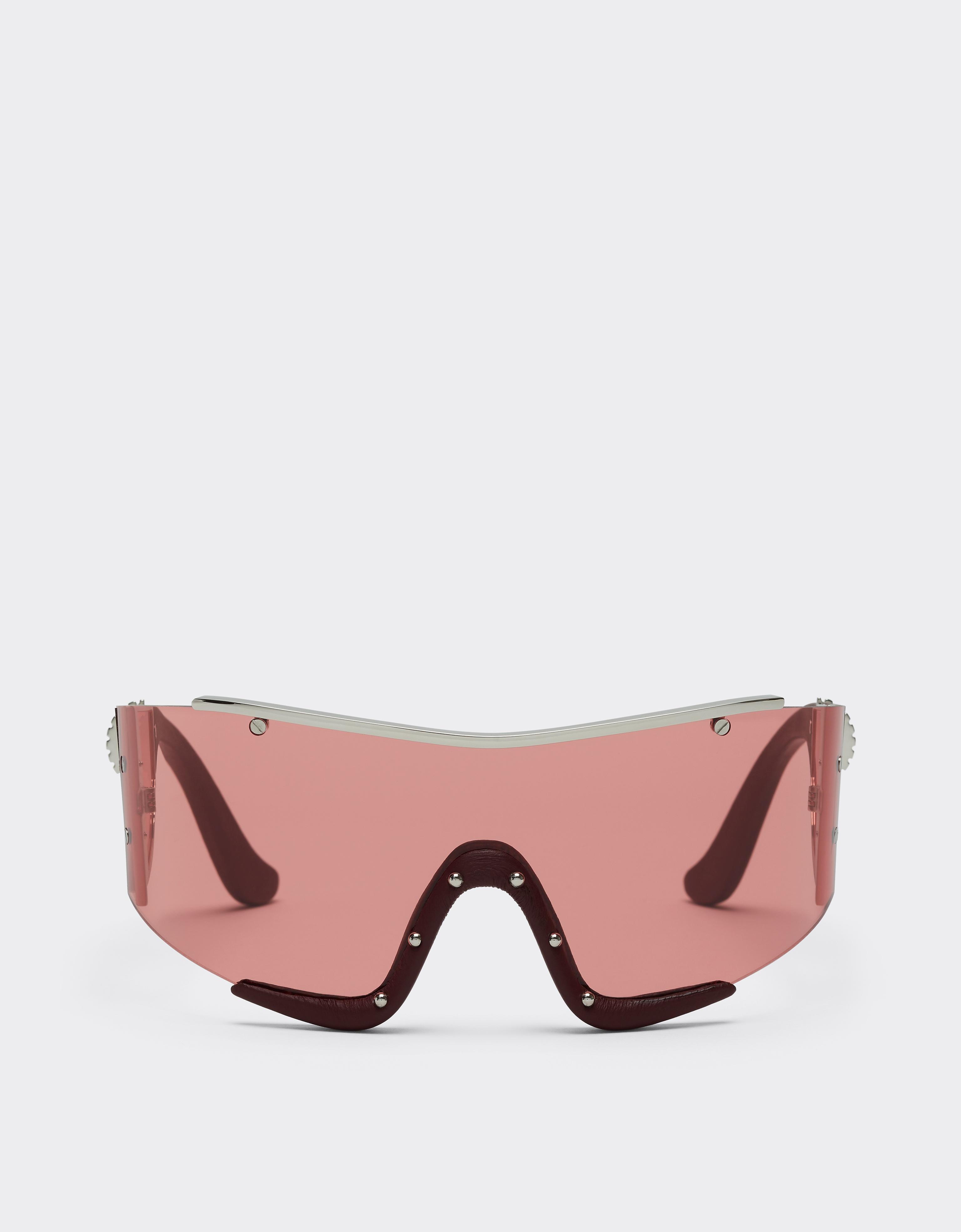 Ferrari sunglasses in metal and red leather with a red frame