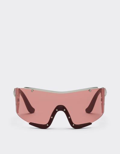 Lunettes de soleil Ferrari en métal et cuir rouge avec monture rouge