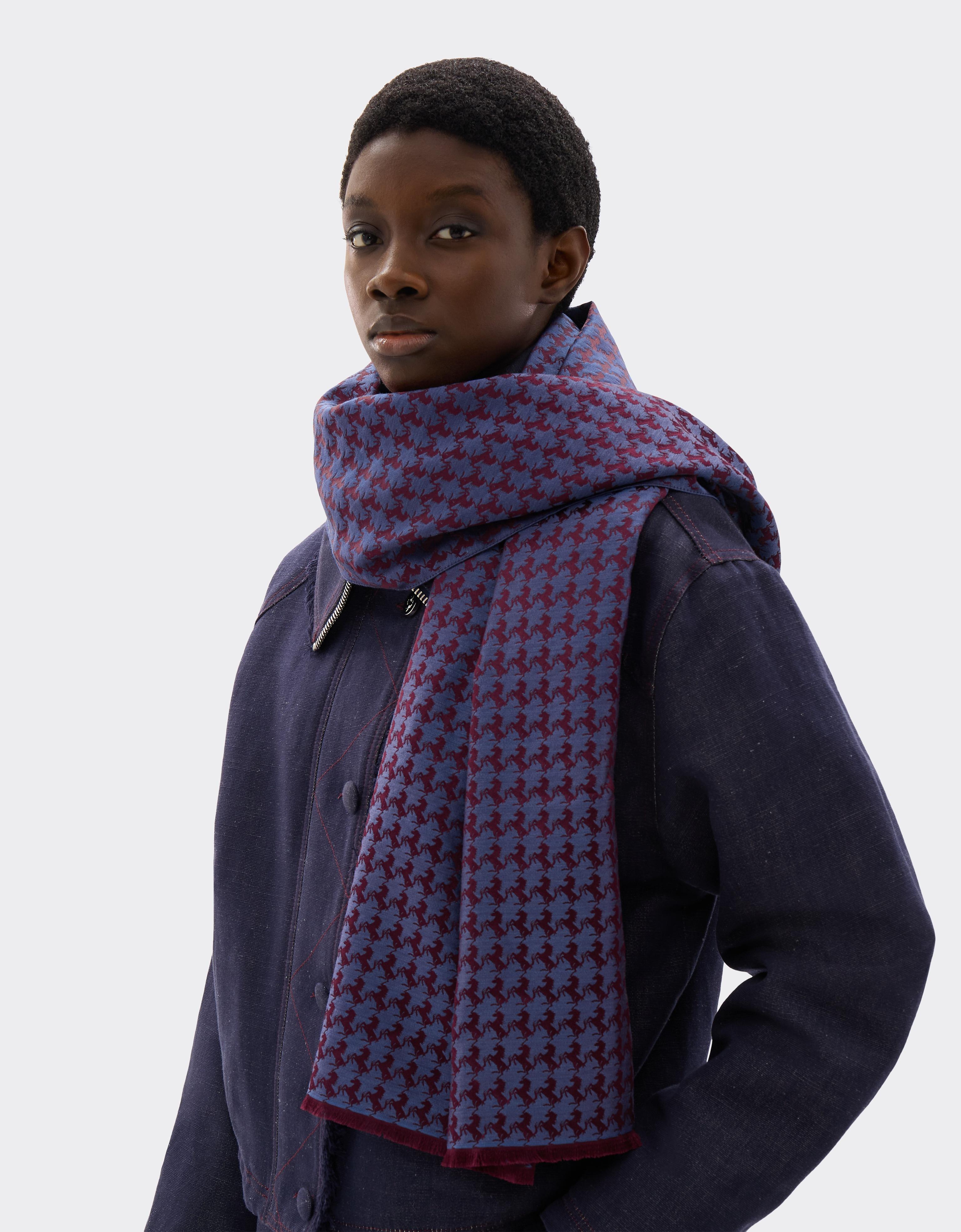Wool and Silk Scarf with Prancing Horse Jacquard