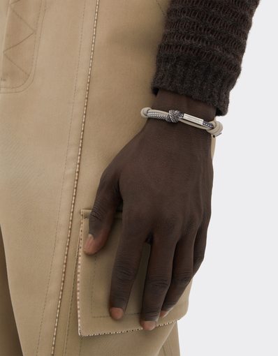 Knotted leather and cord bracelet