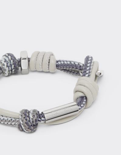 Knotted leather and cord bracelet
