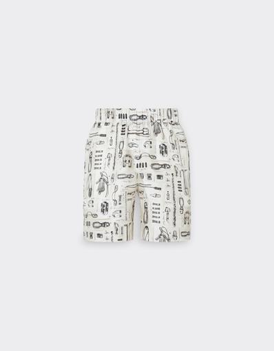 Pantalón corto de sarga de seda con estampado Officina