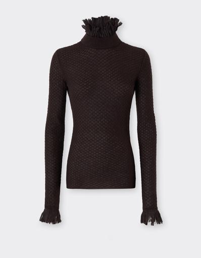 Jersey de cuello alto con flecos