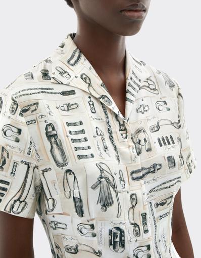 Silk Twill Shirt with Officina Print