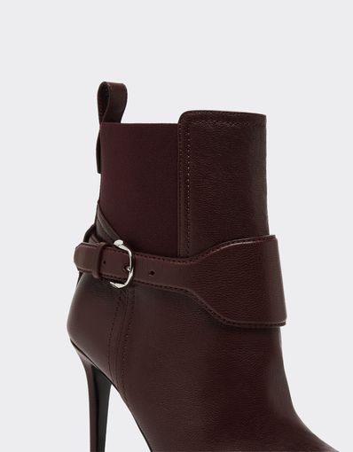 Garnet Leather Ankle Boots with High Heel