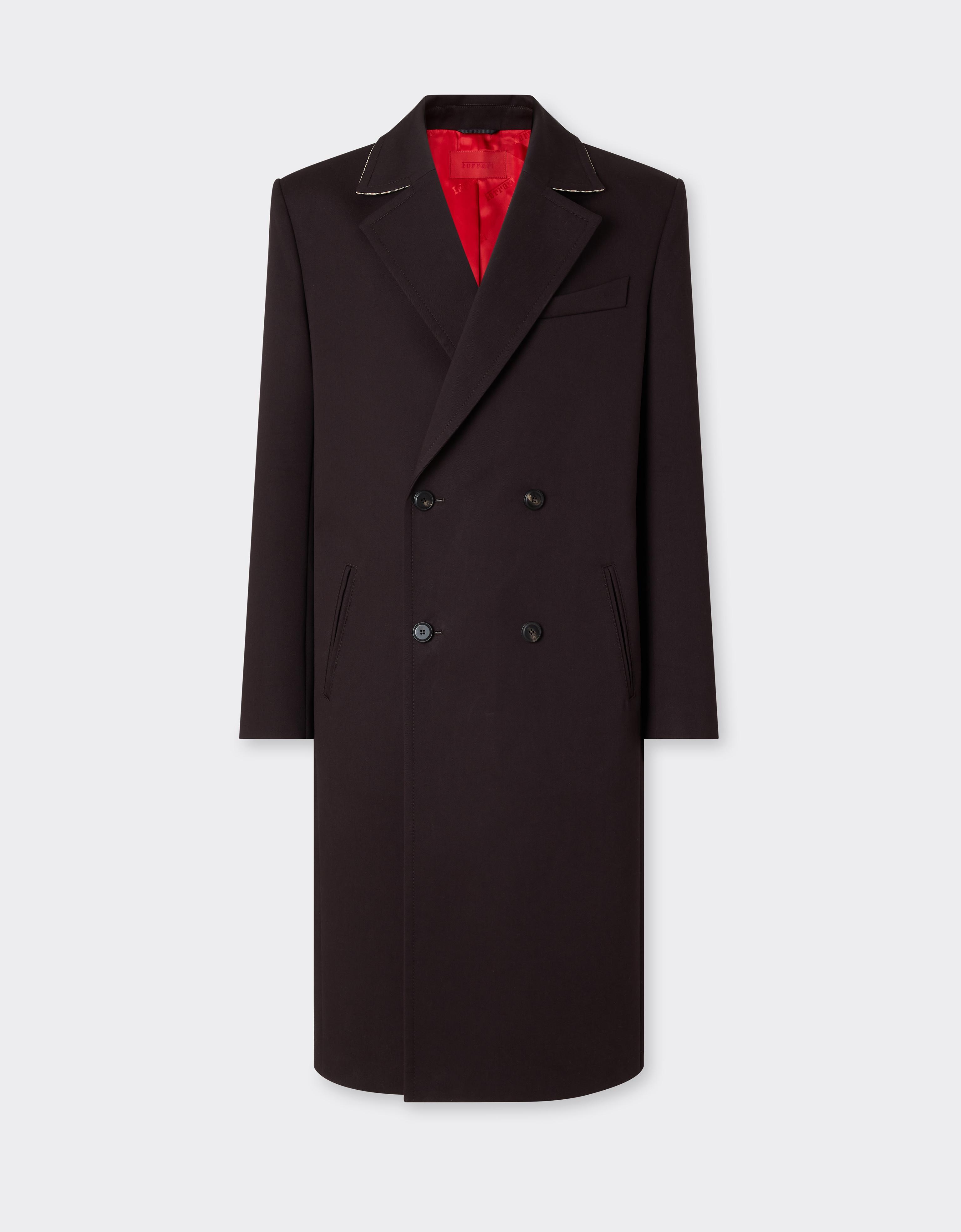 Ferrari Double Mackintosh Coat With Prince Of Wales Check Lining In Marrone Scuro