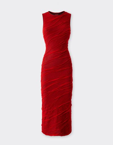 Long dress in wool and cotton knit
