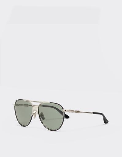 Sunglasses in  polishedsilver-colouredmetal  with dark green lenses