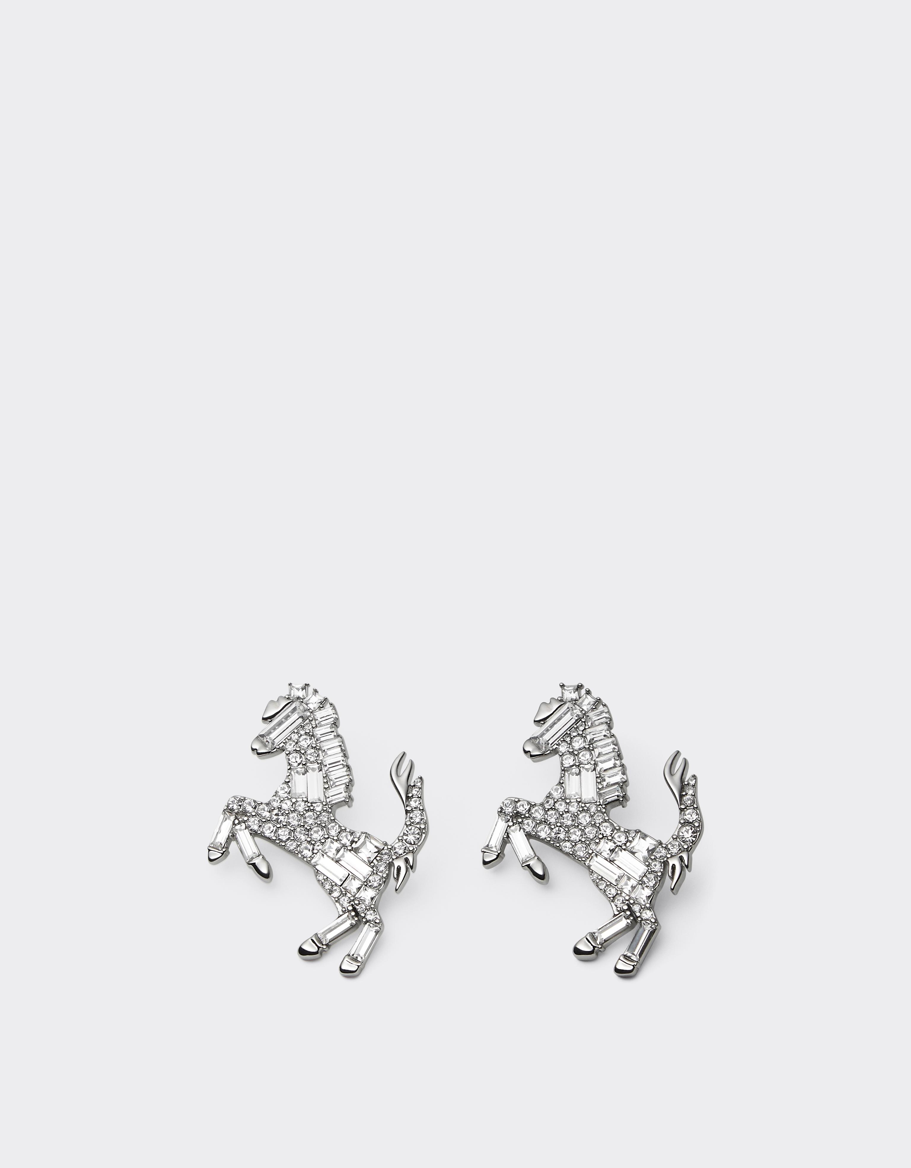 EARRINGS PRANCING HORSE METAL + STRASS
