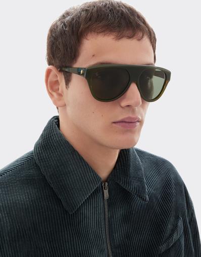 Lunettes de soleil en acétate vert strié avec verres verts polarisés