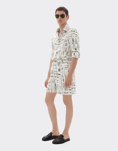Pantalón corto de sarga de seda con estampado Officina