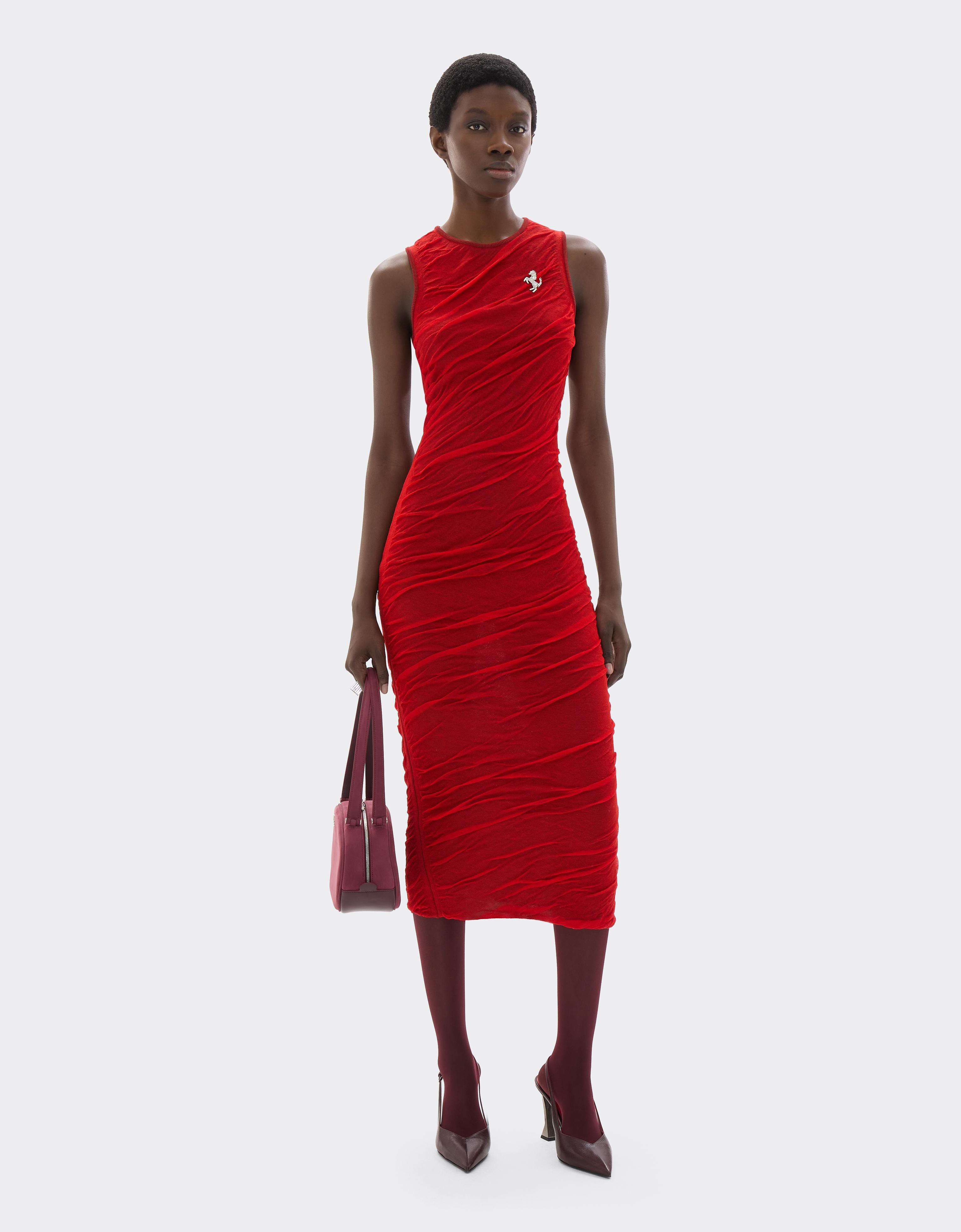 Long dress in wool and cotton knit