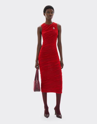 Long dress in wool and cotton knit