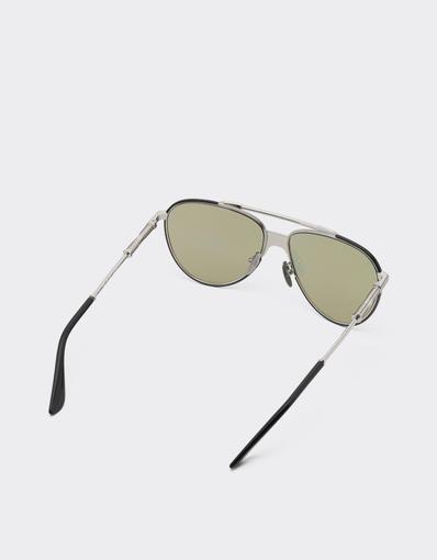 Sunglasses in  polishedsilver-colouredmetal  with dark green lenses