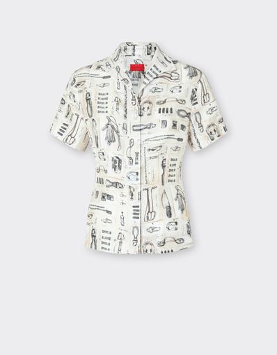 Silk Twill Shirt with Officina Print