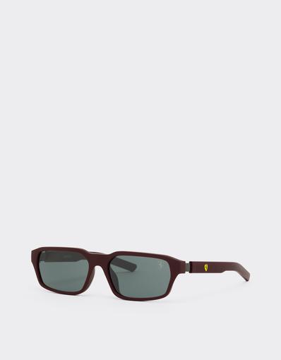 Scuderia Ferrari burgundy sunglasses with dark grey lenses