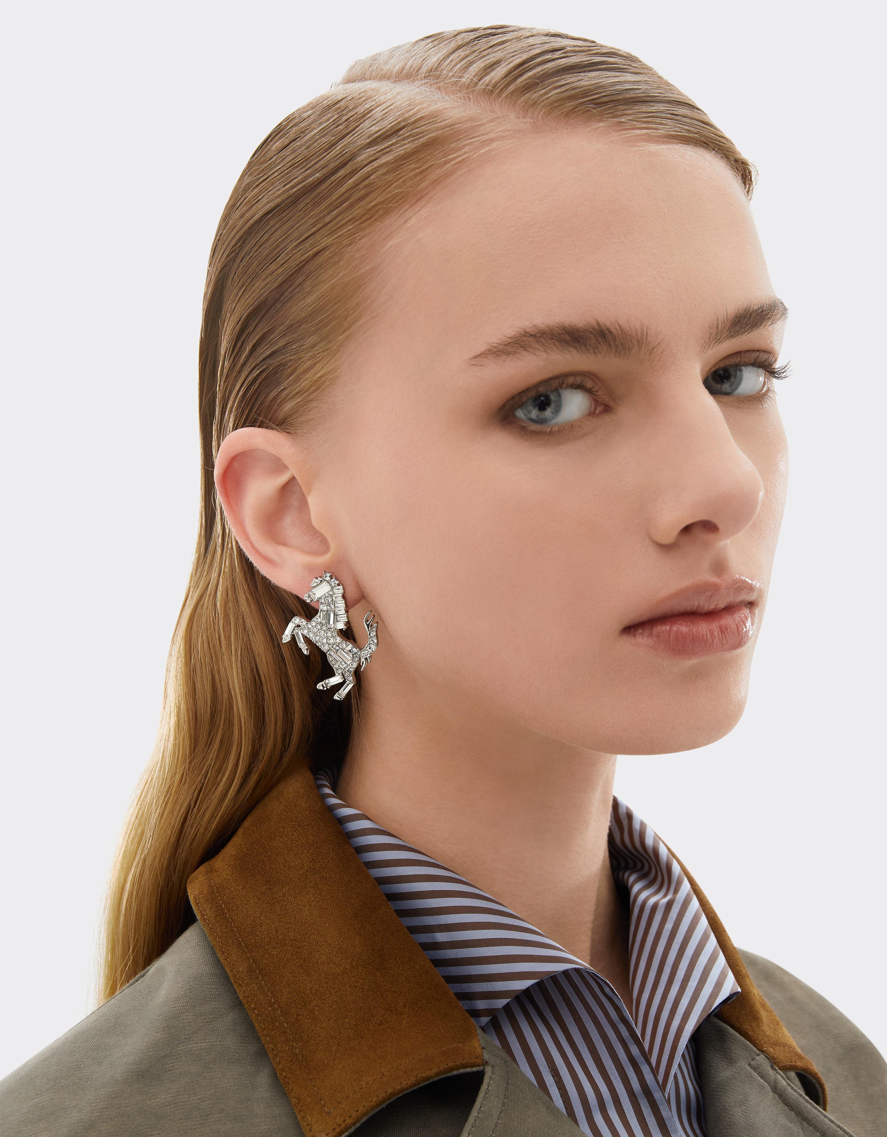 EARRINGS PRANCING HORSE METAL + STRASS