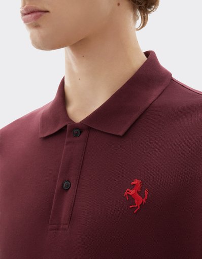 Cotton piqué polo shirt with Prancing Horse