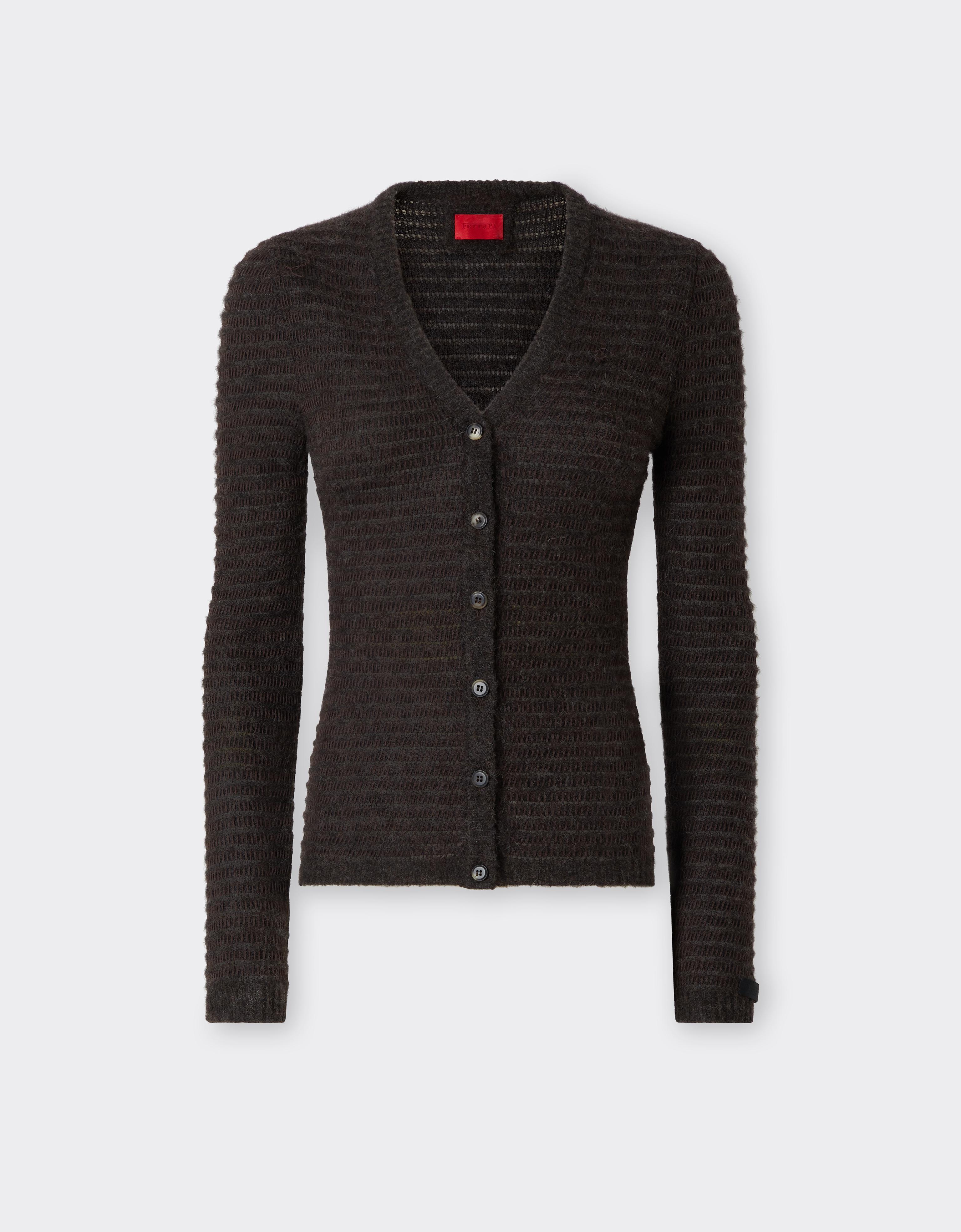 Ferrari V-neck Cardigan In Wool Blend In Brown