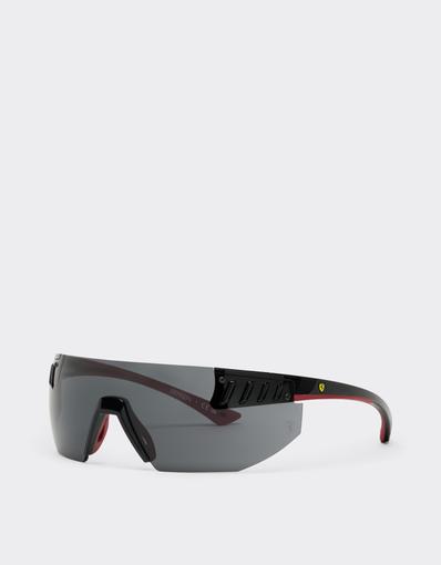 Scuderia Ferrari black goggle-style sunglasses with grey lenses