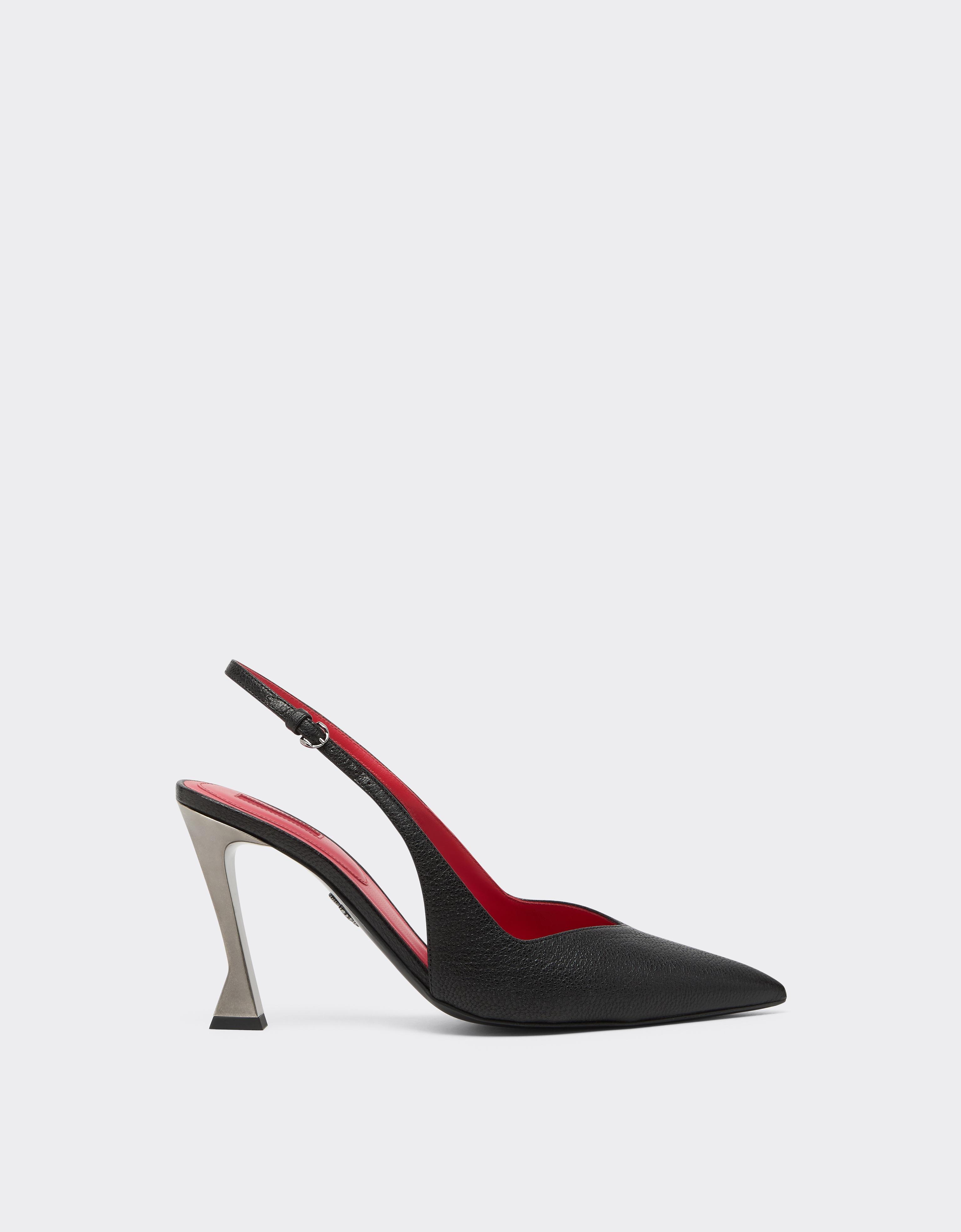 Ferrari Leather Slingbacks With  Heel In Black