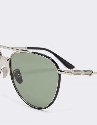 Sunglasses in  polishedsilver-colouredmetal  with dark green lenses