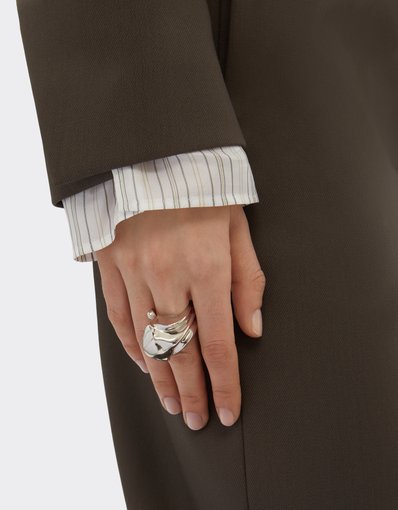 Asymmetrical Chrome-Plated Metal Ring