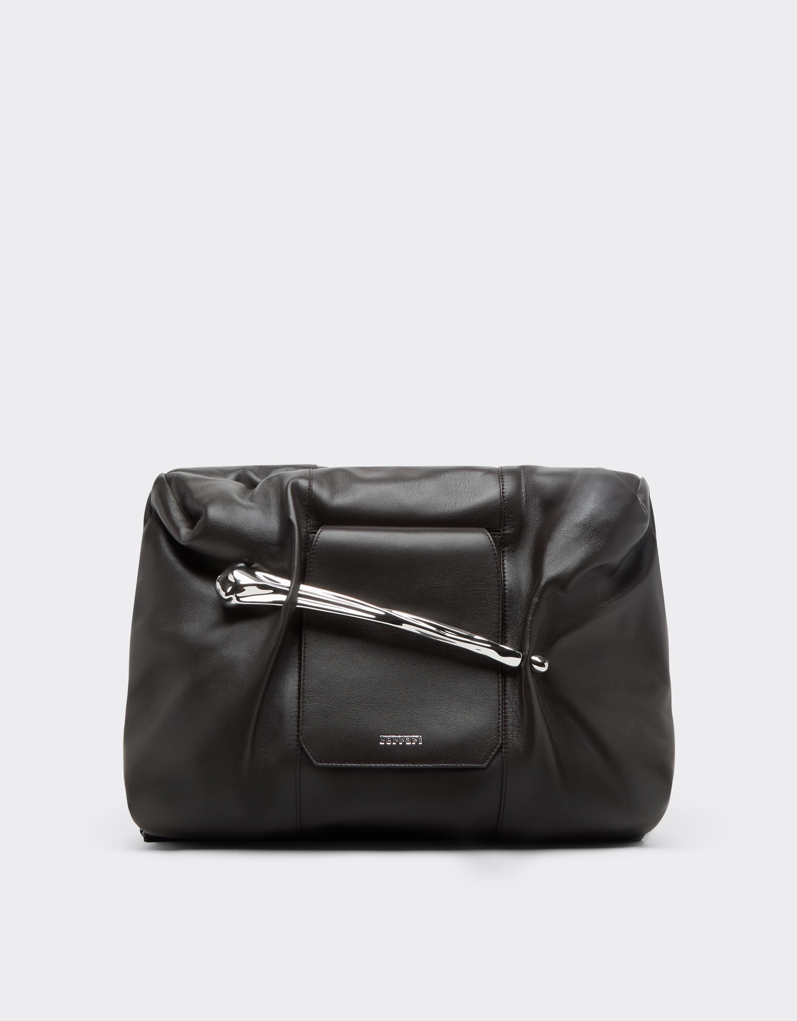 Large Soft Clutch in Semi-Gloss Leather